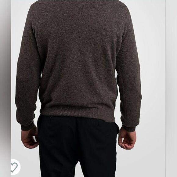 Lands'End L 42/44 Brown Lslv Knitted Merino Wool Blend V-neck Men's Sweater - Picture 8 of 8